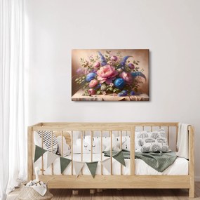 Obraz - Stôl plný kvetov (90x60 cm)