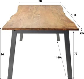 Jedálenský stôl 25-07 180x90cm Drevo Acacia natural  - Komfort-nábytok