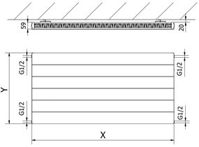 Mexen, Panelový radiátor Mexen Line CL11 600 x 1500 mm, bočné pripojenie, 1175 W, biely - W411L-060-150-00