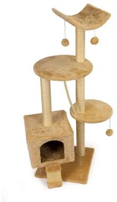 Poschodový škrabací strom pre mačky s pelechom a domčekom