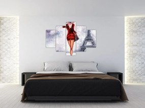 Obraz - Žena a Eiffelova veža (150x105 cm)