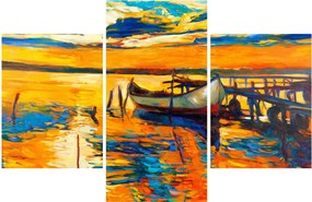 Obraz - Loďka pri západe slnka (90x60 cm)