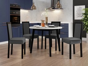Jedálenský stôl so 4 stoličkami AL01, Morenie: biela - L, Poťahové látky: Zetta 300, Farby nožičiek: čierna