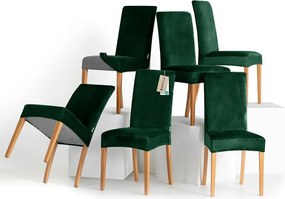 Restilo Napínací poťah na stoličku Sento tmavozelená, 48 x 48 x 58 + 10 cm, súprava 6 ks