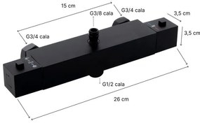 Erga Therm, nástenná sprchová termostatická batéria 150mm, čierna matná, ERG-YKA-BW.GB-THERM-BLK