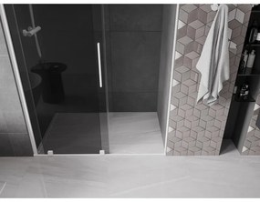 Mexen Velar, posuvné sprchové dvere do otvoru 150 cm, 8mm šedé sklo, biela matná, 871-150-000-41-20
