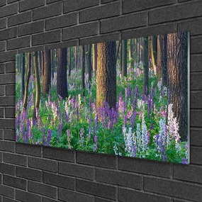 Obraz na skle Les kvety príroda 120x60 cm