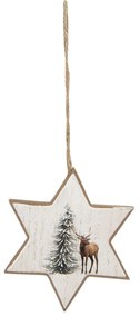 Závesná dekorácia hvězda s jeleňom - ​​9 * 1 * 11 cm