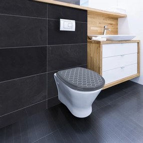 Erga Iris, toaletné WC sedátko z polypropylénu, šedá so vzorom Orient, ERG-07989