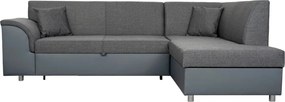 Rohová sedacia súprava Bernett, antracitová ekokoža/sivá látka, pravý roh