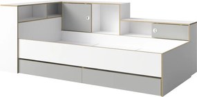 Jednolôžková posteľ s roštom a úložným priestorom Pinio 90x200 cm - biela / sivá