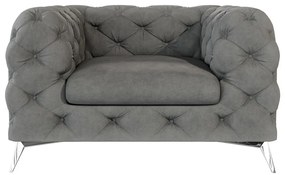 Sivé zamatové kreslo Chelsea – Ropez