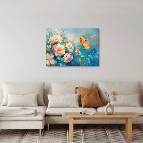 Obraz - Motýľ a kvety, olejomaľba II. (70x50 cm)