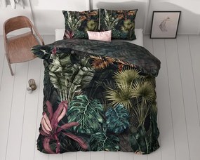 Saténové posteľné obliečky Deluxe 200x220 cm - Tropické zelené