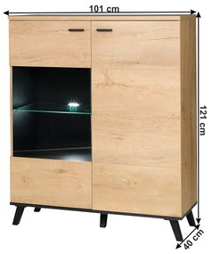 Tempo Kondela Komoda, dub lefkas/čierna, SIRAN TYP 4