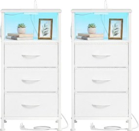 Sada 2 nočných stolíkov s LED osvetlením a nabíjacou stanicou LGSB35203W102