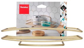 Oceľová kúpeľňová polička v zlatej farbe Onda – Metaltex