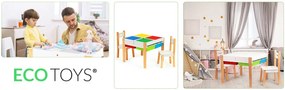EcoToys Drevená zostava detského nábytku - stôl + 2 stoličky