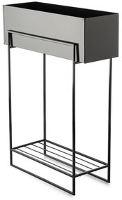 KOVOVÝ KVETINÁČ SO STOJANOM RECT 82X23X60 CM ČIERNA