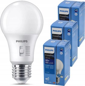3x stmievateľná LED žiarovka E27 8W 806lm 5CCT CorePro 2700K - 6500K