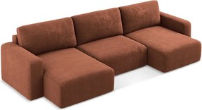 Ženilková rozkladacia/s úložným priestorom rohová pohovka v terakotovej farbe (do tvaru "U") Kona – Makamii