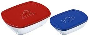 Sada 2× sklenených dóz PYREX na potraviny, 1,2 l a 2,5 l