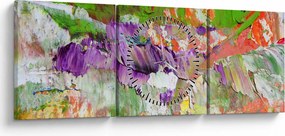 Obraz abstrakcie - maľba (s hodinami) (90x30 cm)