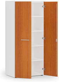Kancelárska policová skriňa PRIMO WHITE s dverami, 800 x 500 x 1781 mm, biela/čerešňa