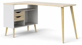 Tvilum Rohový písací stôl OSLO s 2 zásuvkami a doskou v dekore dub