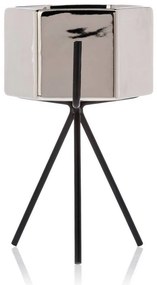 KERAMICKÝ KVETINÁČ SO STOJANOM SASHI 18X10 CM STRIEBORNÁ