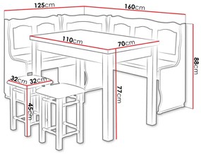 Kuchynský kút + stôl so stoličkami Slater  (hnedooranžová + jelša). Vlastná spoľahlivá doprava až k Vám domov. 1123000