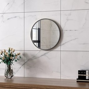 Erga Round, okrúhle zrkadlo 40cm, čierny rám, ERG-V01-ROUND-4040-BK