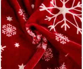 Sada mikroplyšových obliečok SNOWFALL červené + obliečka mikroplyš SOFT 180x200 cm biele, dvojlôžko