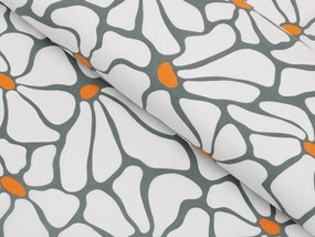 Biante Detský bavlnený záves Sandra SA-491 Biele designové kvety na sivom 150x140 cm