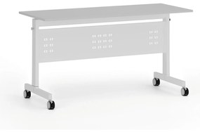 Mobilný stôl PRIMO MOBI, 1400 x 600 mm, biela podnož, sivá