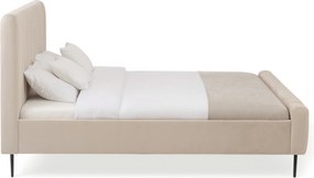 Čalúnená posteľ Livani 160x200 - béžový velvet Velluto 2 / čierne nohy