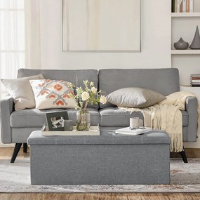 Úložný otoman, skladacia taburetka, 110 cm, nosnosť do 300 kg, svetlosivý