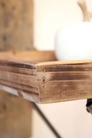 Hnedý odkladací skladací stolík s dreveným podnosom - 70*35*80 cm