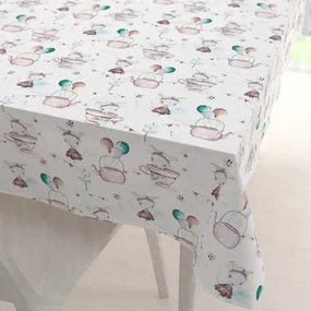 Biante Detský bavlnený obdĺžnikový obrus Sandra SA-372 Myšky a konvičky na bielom 80x120 cm
