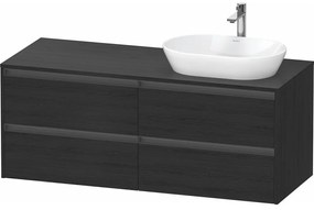 DURAVIT Ketho 2 závesná skrinka pod umývadlo na dosku (umývadlo vpravo), 4 zásuvky, 1400 x 550 x 568 mm, dub čierny, K24898R16160000