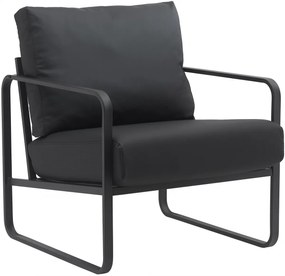 Design-Shop Kreslo Manea - koženka / kov - Čierna