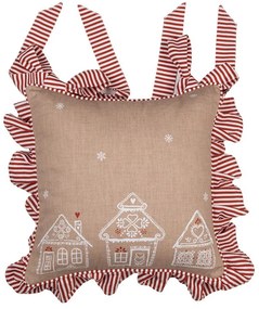 Hnedý podsedák s volánikmi s perníkovými chalúpkami Gingerbread Bliss - 40*40cm