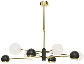 Jupiter 1971 - Luster na tyči MOKA 4xGU10/10W/230V + 4xG9/10W/230V zlatá/čierna/biela