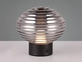 LED stolná lampa nabíjacia Earl 14 cm, dymové sklo%