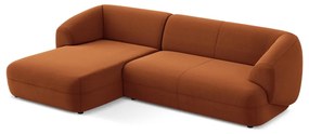 Oranžová zamatová rohová pohovka (ľavý roh) Moana – Makamii