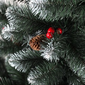Umelý vianočný stromček jedľa s červenou jarabinou a šiškami 180 cm