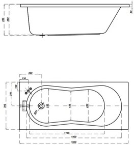 Cersanit Nike, akrylátová vaňa 160x70cm + nožičky, biela, S301-248