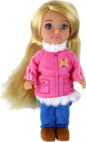 LEAN Toys Detská bábika Anlily – korčule, pes, zimné športy