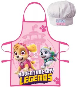 Detská / dievčenská zástera s kuchárskou čiapkou Tlapková patrola - Paw Patrol - Skye a Everest - pre deti 3 - 8 rokov