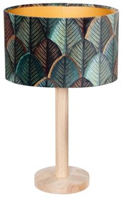 Stolová lampa Drevená s oválnym zamatovým tienidlom Dizajn listu 25 cm - Mels